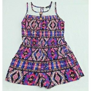 2 Hip By Wrapper Girl Tank Romper Sz 8 Sleeveless Elastic Waist One Piece